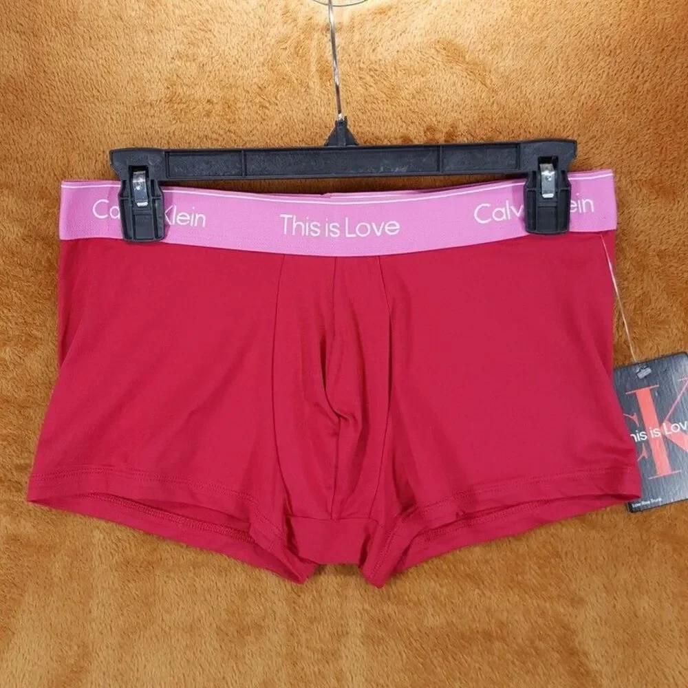 CALVIN KLEIN Boxer Briefs Mens Small Cranberry Red Low Rise This is Love Pride